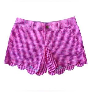 Lilly Pulitzer Buttercup Shorts Size 2 Pink Gingham Scalloped Hem